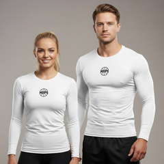 T-shirt de compression Hoops Manches Longues – Blanc