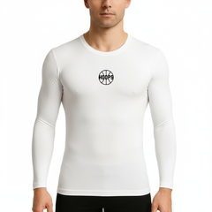T-shirt de compression Hoops Manches Longues – Blanc