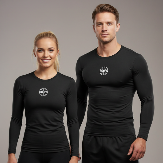 T-shirt de compression Hoops Manches Longues – Noir