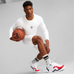 Haut de Compression à manche longue Puma Hoops Team Baselayer Blanc
