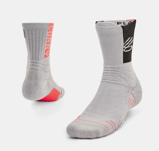 Curry Playmaker Crew Gray Pink Socks