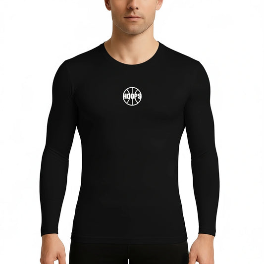 T-shirt de compression Hoops Manches Longues – Noir