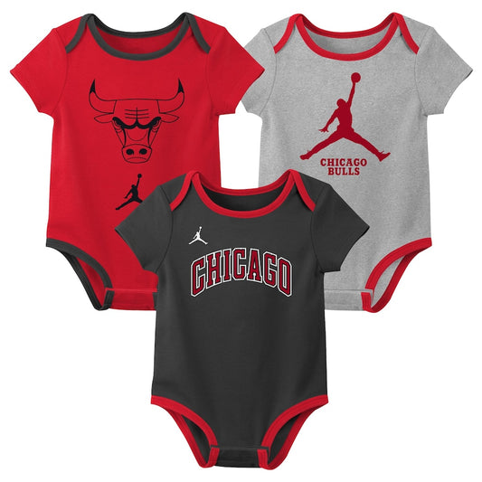 Jordan 3 Piece Creeper Set Chicago Bulls