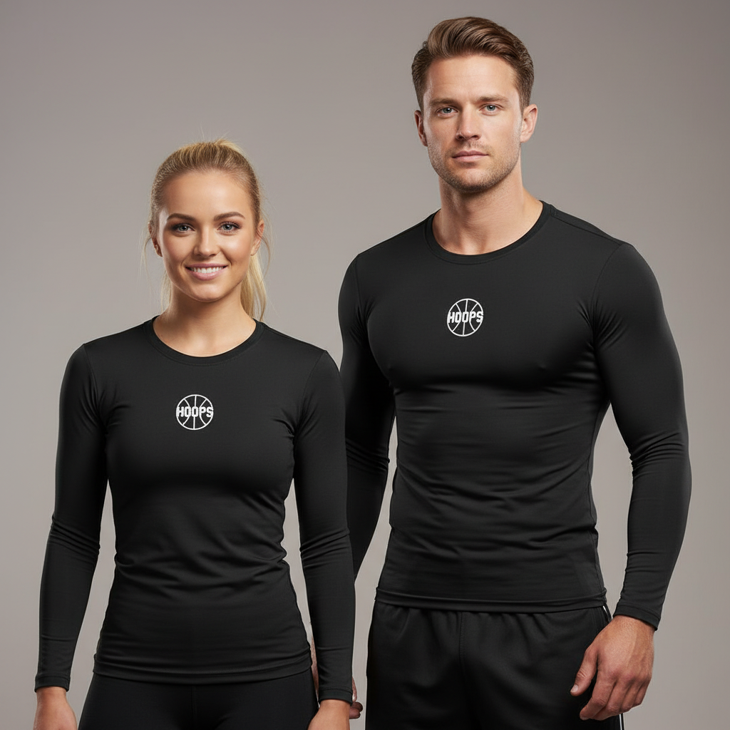 T-shirt de compression Hoops Manches Longues – Noir