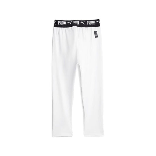 Puma Hoops Team 3/4 Tight Baselayer Compression Leggings White 