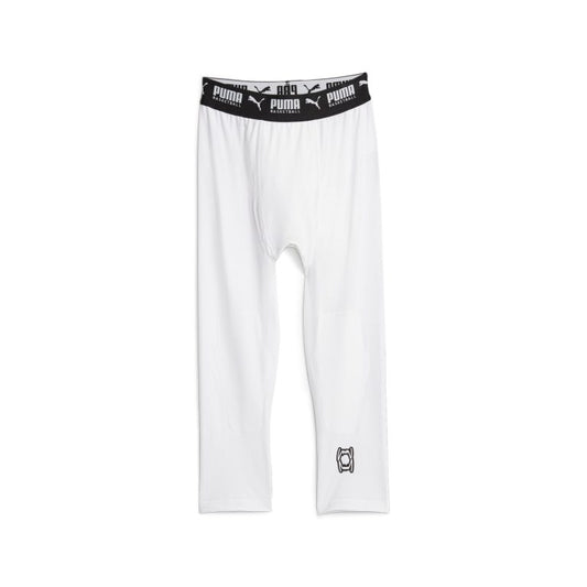 Puma Hoops Team 3/4 Tight Baselayer Compression Leggings White 